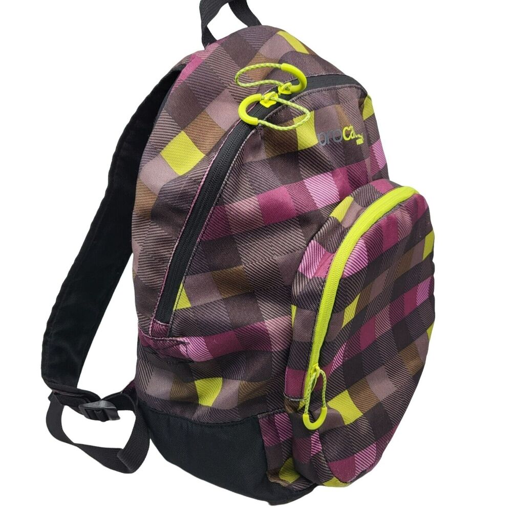 Puma Procat 16" Purple Neon Black‎ School Travel Check Plaid Book Bag Backpack